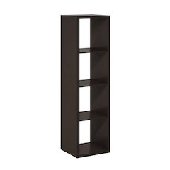 Cubicle Open Back Decorative Verticle Cube Storage Organizer, 4-Cube, Dark Oak