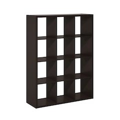Cubicle Open Back Decorative Cube Storage Organizer, 12-Cube, Dark Oak