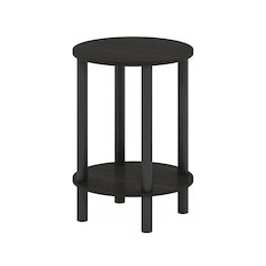 2-Tier Round Wooden End Table, Side Table, Espresso/Black