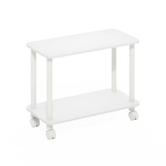 Turn-N-Tube Modern Rectangle End Table, Side Table with Casters, White/White