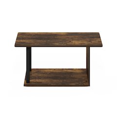 2-Tier Modern Coffee Table with Open Shelf, Amber Oak