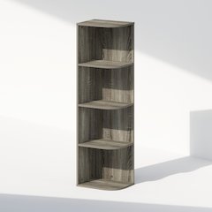 Reed 4-Tier Space Saving Corner Storage Display Shelf, Bookshelf, French Oak