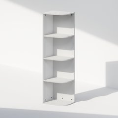 Reed 4-Tier Space Saving Corner Storage Display Shelf, Bookshelf, White