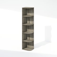 Reed 5-Tier Space Saving Corner Storage Display Shelf, Bookshelf, French Oak