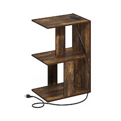 Boyate Open Storage Sofa Side Table, End Table with USB and Type-C Charging Port