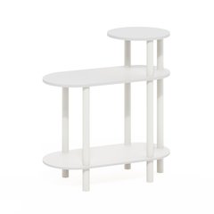 3-Tier Oval Sofa Side Table, End Table with Open Shelves, White/White