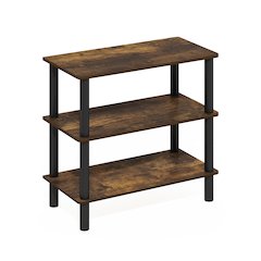 3-Tier Freestanding Shoe Rack Storage Organizer, Amber Pine/Black