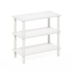 Turn-N-Tube 23-Inch 3-Tier Freestanding Shoe Rack Storage Organizer, White/White