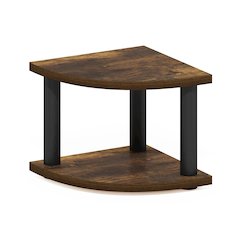 Turn-N-Tube 2-Tier Corner Countertop Organizer Shelf, Amber Pine/Black