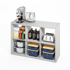 Hermite 6-Cube Open Shelves Kitchen Storage, Kitchen Island, Bakers Rack