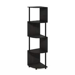 Econ 4-Tier Zigzag Corner Shelf Bookcase, Bookshelf, Espresso/Black