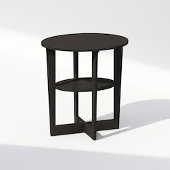 Tidur Oval Nightstand, Bedside Table with Open Shleves, Walnut