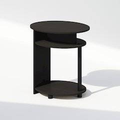 Tidur Simple Design Oval Nightstand, Bedside Table, Walnut