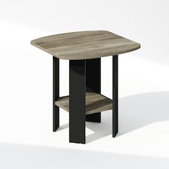 Tidur Simple Design Bedside Table Nightstand, French Oak/Black