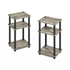 Turn-N-Tube Easy Assembly Stackable Standing Shelf, French Oak/Black