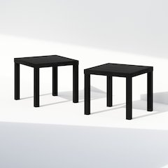 Simple Square Coffee Table, Side Table, Set of 2, Black