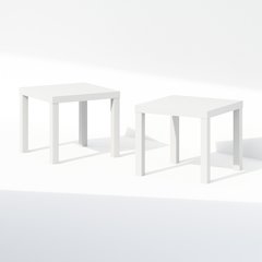 Simple Square Coffee Table, Side Table, Set of 2, White