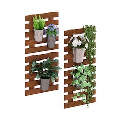 Outdoor Hardwood Lifestyle Hanging Wall Planter in Teak Oil, Set of 4, Natural