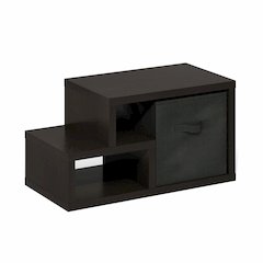Viola Multipurpose Shelf with Storage Bin, Dark Oak/Black