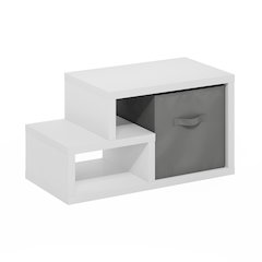 Viola Multipurpose Shelf, with Storage Bin, White/Light Grey