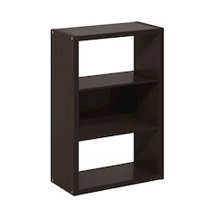 Viola 3-Tier Open Shelf Bookcase, Bookshelf, Dark Oak
