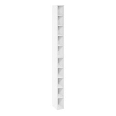 Fulda 10-Tier Space Saving Storage Shelf Bookcase, 6-Inch Width, White