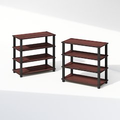 Turn-S-Tube 4-Tier Multipurpose Standing Shelves, Dark Cherry/Black, Set of 2