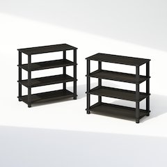 Turn-S-Tube 4-Tier Multipurpose Standing Shelves, Espresso/Black, Set of 2