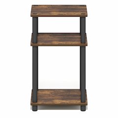 Side Table, 3-Tier End Table, Night Stand, Bedside Table, Amber Oak