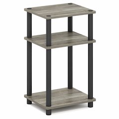 Side Table, 3-Tier End Table, Night Stand, Bedside Table, Grey Oak