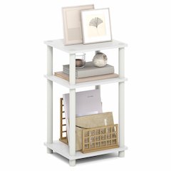 Side Table, 3-Tier End Table, Night Stand, Bedside Table, White/Black Espresso