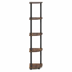 5 Tier Corner Shelf, Corner Bookshelf, Display Shelf Amber Oak