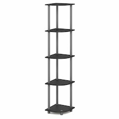 5 Tier Corner Shelf, Corner Bookshelf, Display Shelf Plain Black