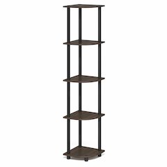 5 Tier Corner Shelf, Corner Bookshelf, Display Shelf Brown Grain