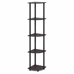 5 Tier Corner Shelf, Corner Bookshelf, Display Shelf Dark Mocha