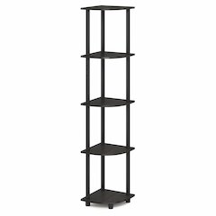 5 Tier Corner Shelf, Corner Bookshelf, Display Shelf Black Espresso