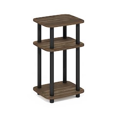 3-Tier Turn-N-Tube Curve End Table, Side Table, 1-Pack, Columbia Walnut/Black