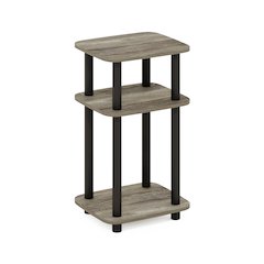 Just 3-Tier Turn-N-Tube Curve End Table, Side Table, 1-Pack, French Oak/Black