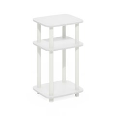 Just 3-Tier Turn-N-Tube Curve End Table, Side Table, 1-Pack, White/White