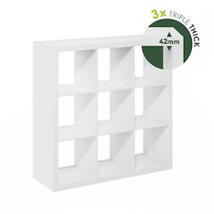 Cubicle Extra Thick Frame Decorative Cube Storage Organizer, 9-Cube, White