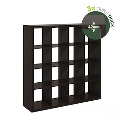 Cubicle Extra Thick Frame Decorative Cube Storage Organizer, 16-Cube, Dark Oak