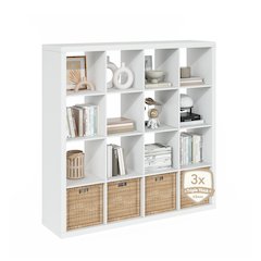 Cubicle Extra Thick Frame Decorative Cube Storage Organizer, 16-Cube, White