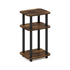 Just 3-Tier Turn-N-Tube Curve End Table, Side Table, 1-Pack, Amber Pine/Black