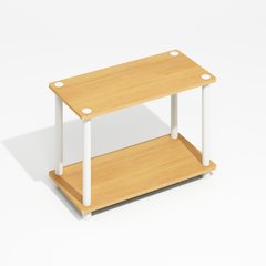 Turn-N-Tube 2-Tier No Tools Tube Shelf/End Table, Light Beech/White