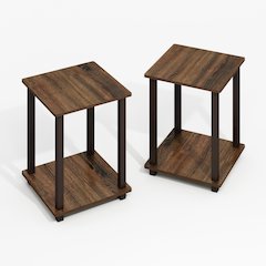 Simplistic End Table, Set of Two, Black Walnut/Brown