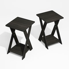 Modern Simplistic Criss-Crossed End Table, Black Espresso, Set of 2