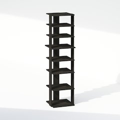 Compact 8-Tier Vertical Space Saving Free Standing Corner Shelf, Display Rack