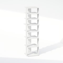 Compact 8-Tier Vertical Space Saving Free Standing Corner Shelf, Display Rack