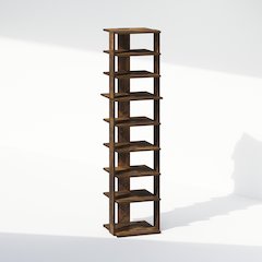 Compact 9-Tier Vertical Space Saving Free Standing Corner Shelf, Display Rack