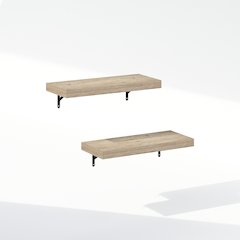 Tanna 22-Inch Wall Mounted Bathroom Floating Display Shelves, Natural, Set of 2